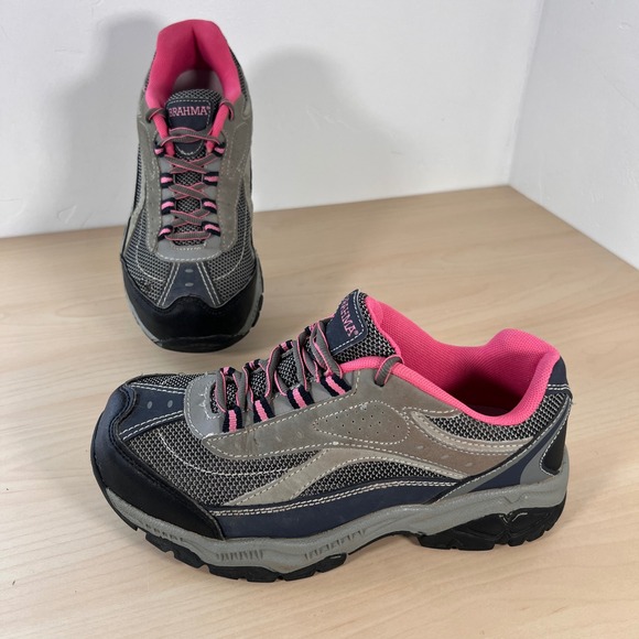 Brahma Shoes - Brahma Steel Toe Work Shoes Women 7 Gray Pink Leather Industrial ASTM F2413-11